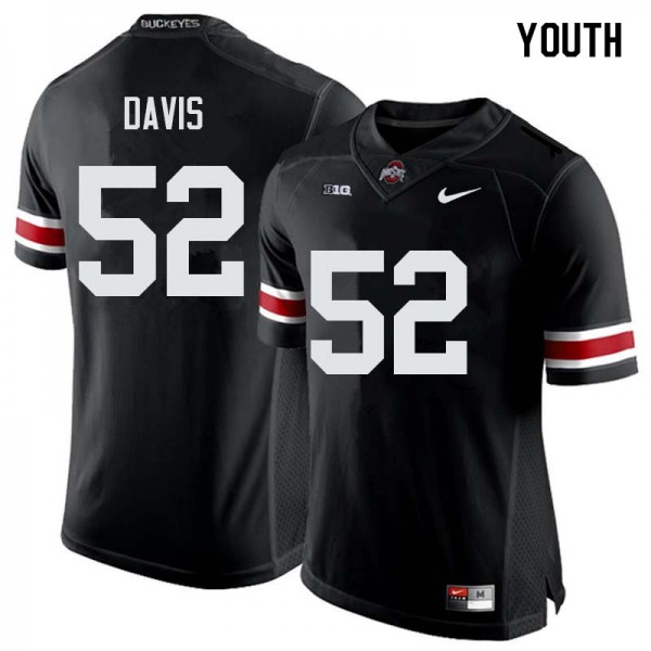 Ohio State Buckeyes #52 Wyatt Davis Youth Embroidery Jersey Black